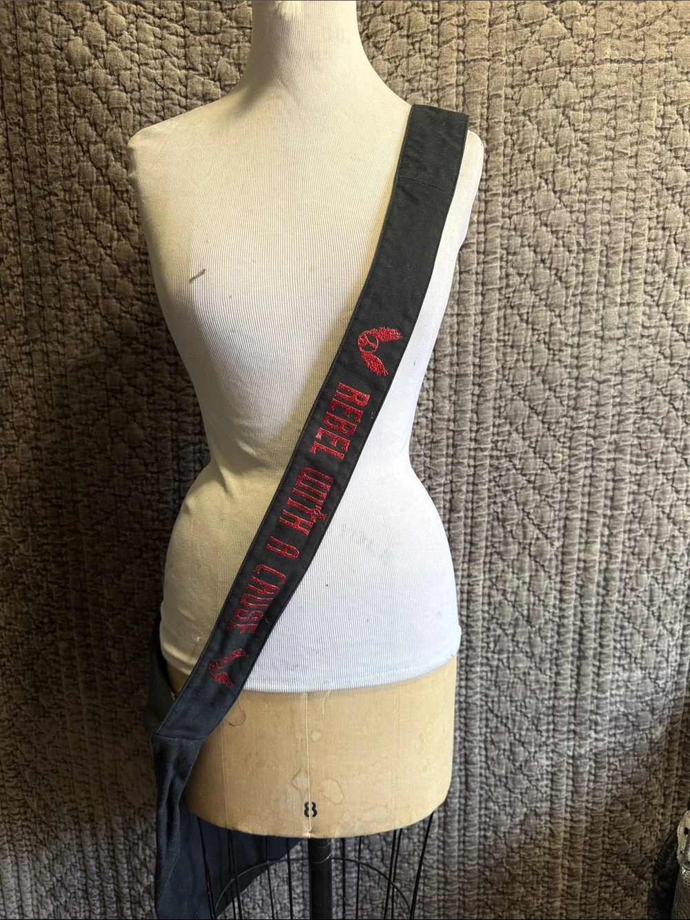 Gallery Canvas Messenger Bag in Black with Red Accents